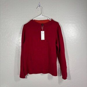 Eileen Fisher Sweater Womens Medium Funnel Neck Silk Cotton Knit NEW